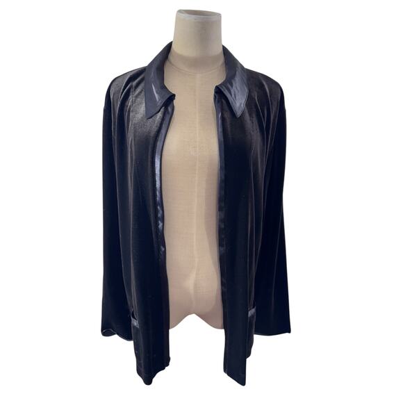 "Chicos" Vintage, Zip Up, Velvet Cardigan, SZ 3 (XL 16), Y2K, 90's, Work, Goth - Picture 3 of 10